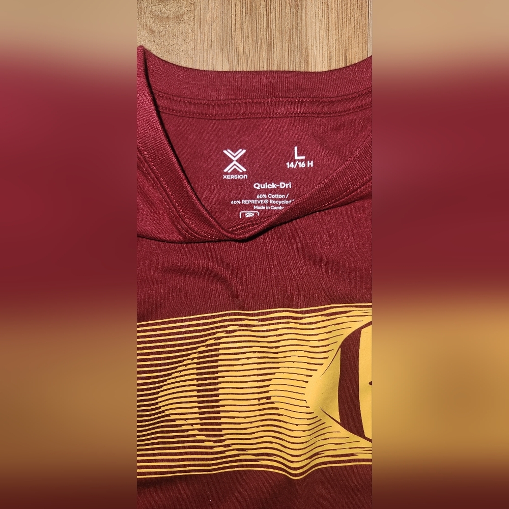 Xersion Big Boy Burgundy and Yellow Quick-Dri Tee
